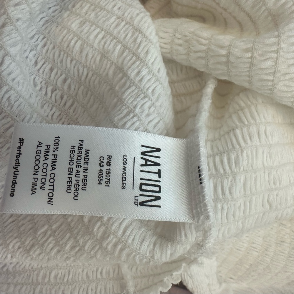 Nation LTD Abrielle Femme Cut-Out Med Ivory Women's Top 3/4 Balloon Puff Sleeve - Picture 7 of 8